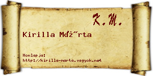 Kirilla Márta névjegykártya