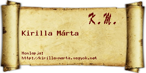 Kirilla Márta névjegykártya